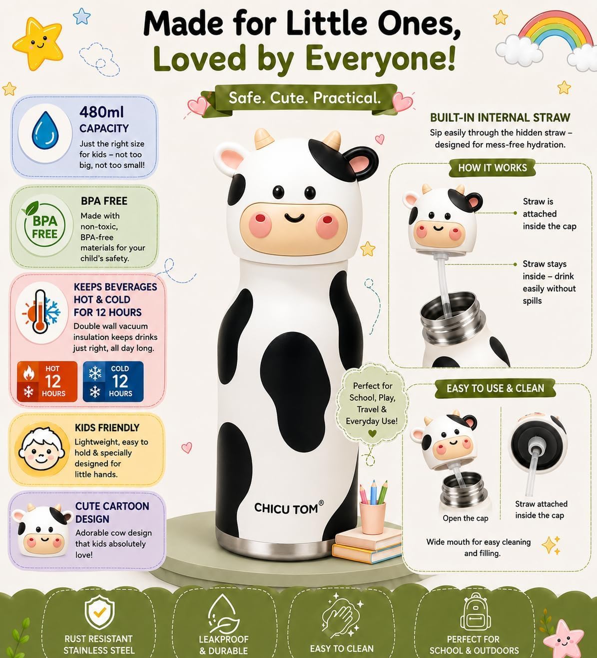 CuddleSip – Cute &amp; Leakproof Kids Water Bottle